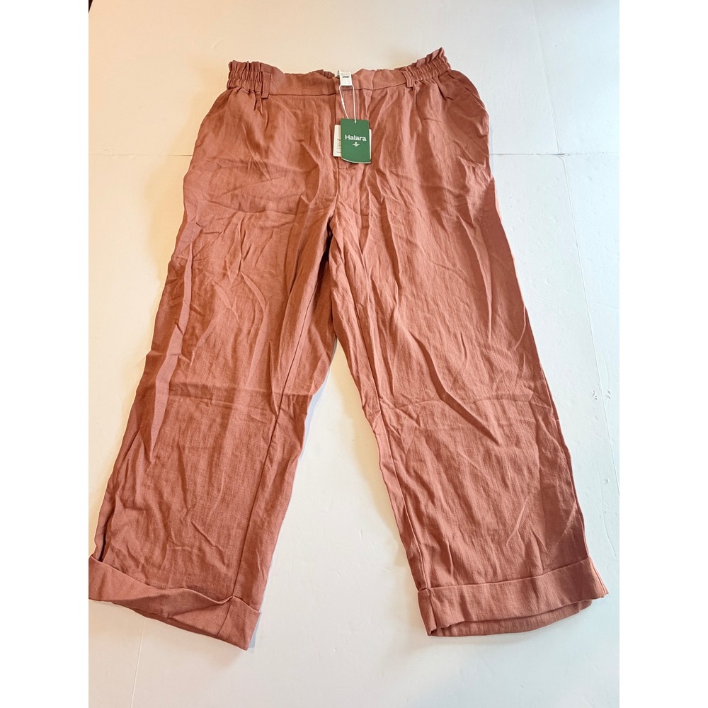 Halara Terracotta Wide Leg Paperbag Waist Cropped Pants XL NWT